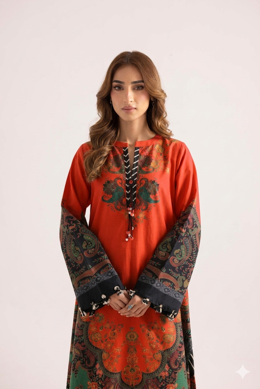 1Pcs Cambric Lawn Printed Kaftan - ZSF308