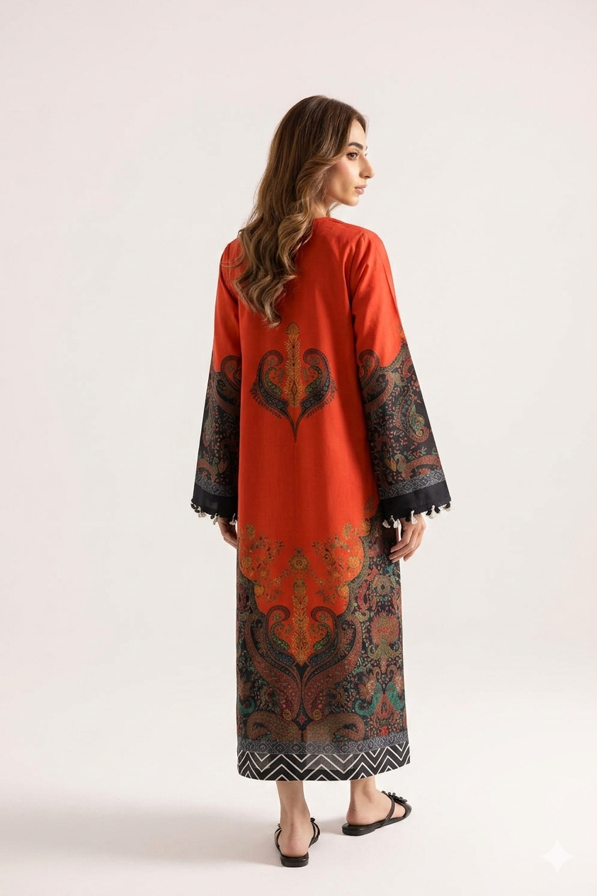 1Pcs Cambric Lawn Printed Kaftan - ZSF308