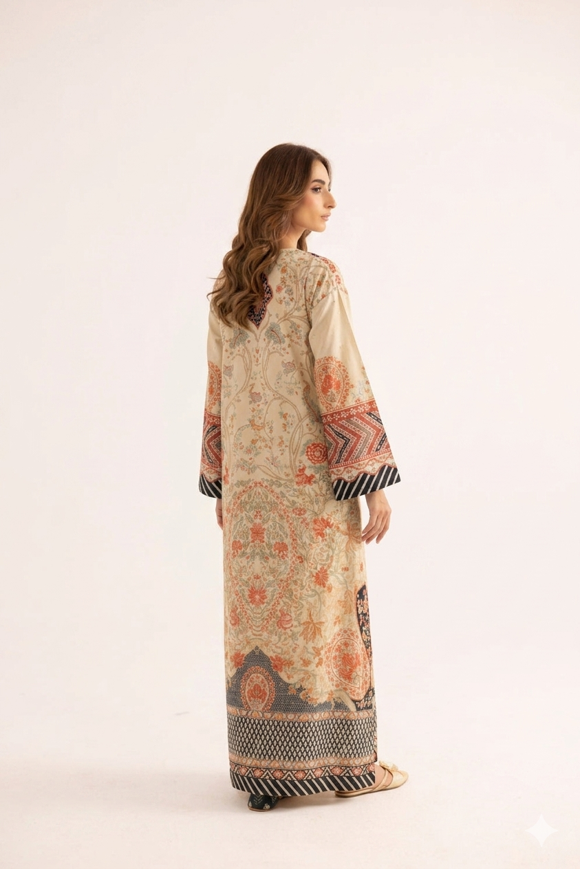 1Pcs Cambric Lawn Printed Kaftan - ZSF307