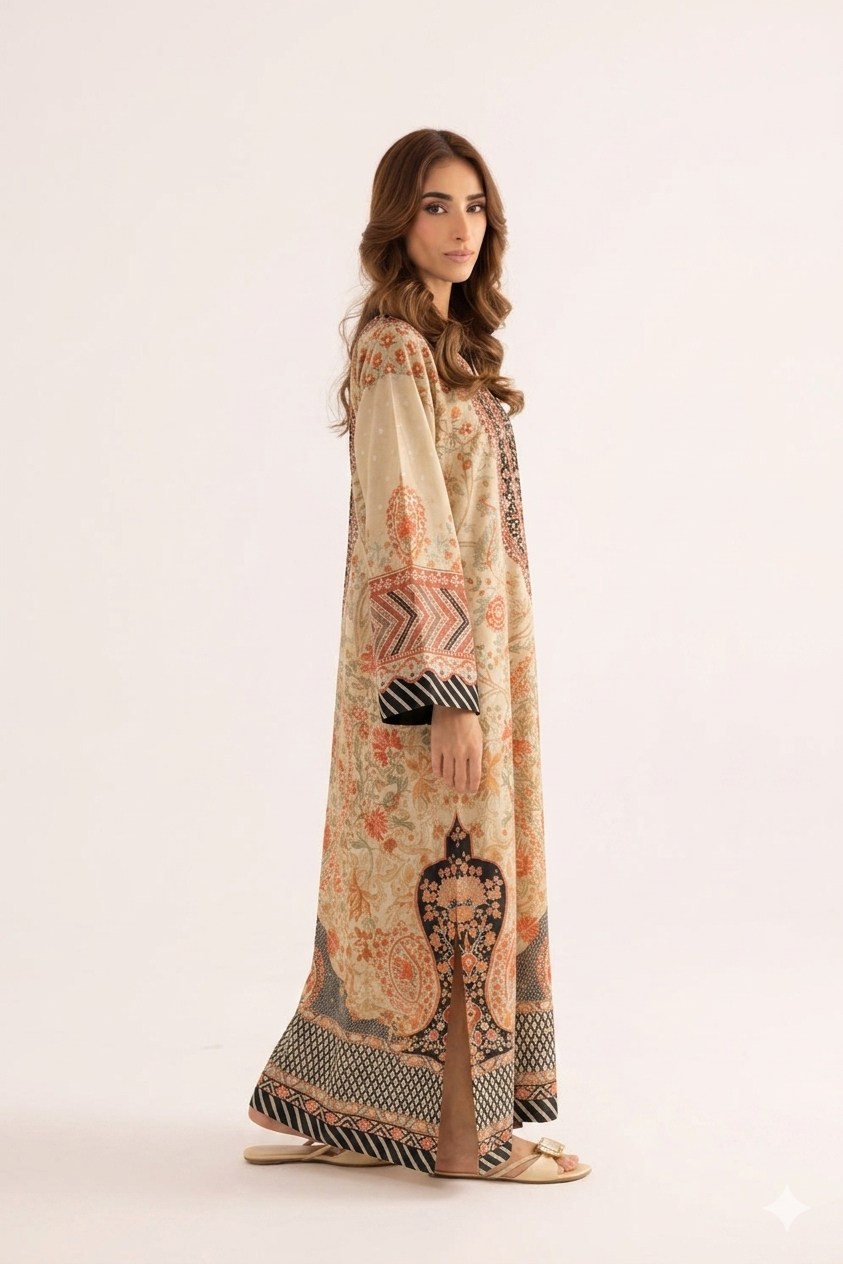 1Pcs Cambric Lawn Printed Kaftan - ZSF307