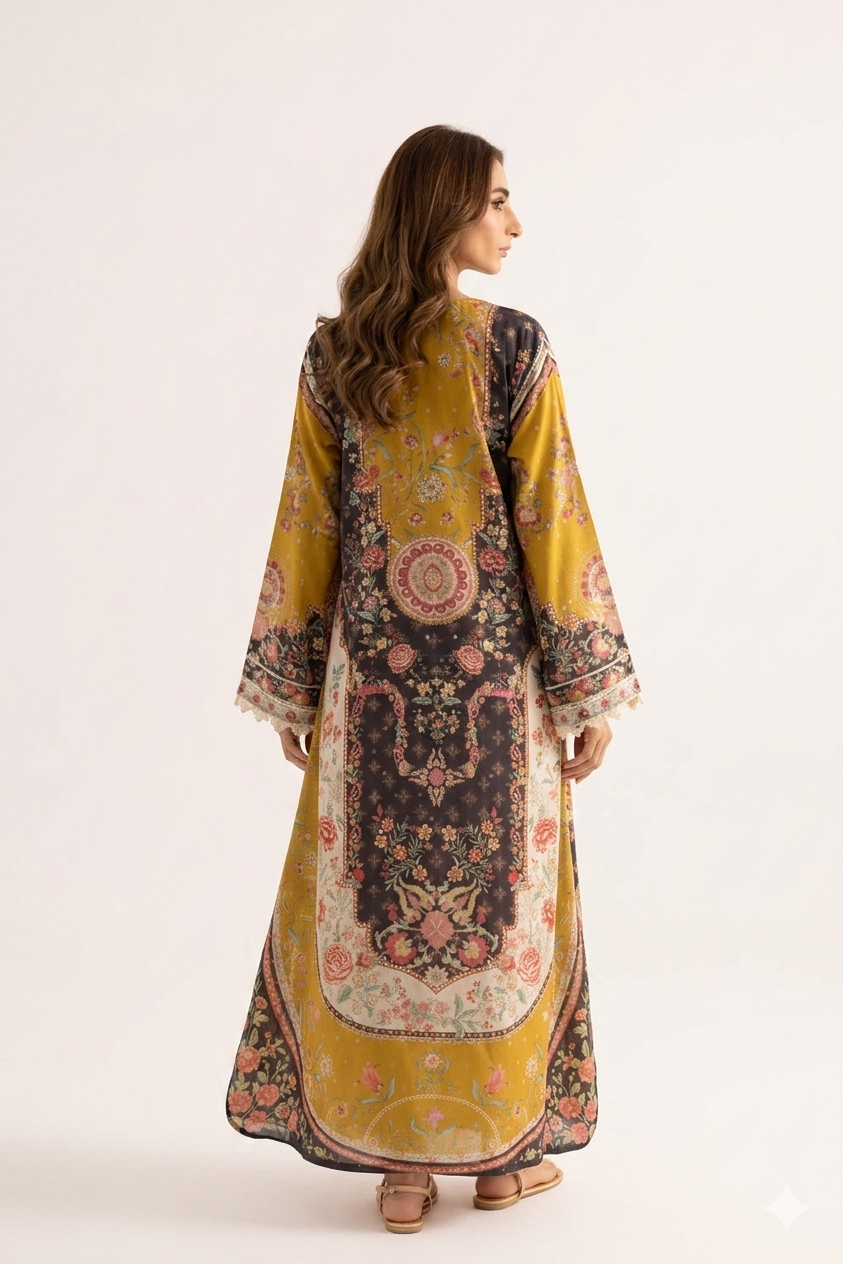 1Pcs Cambric Lawn Printed Kaftan - ZSF305
