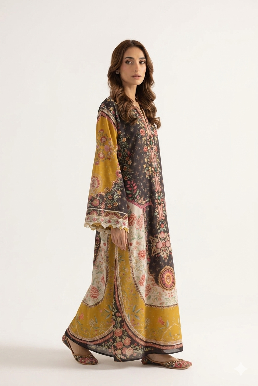 1Pcs Cambric Lawn Printed Kaftan - ZSF305