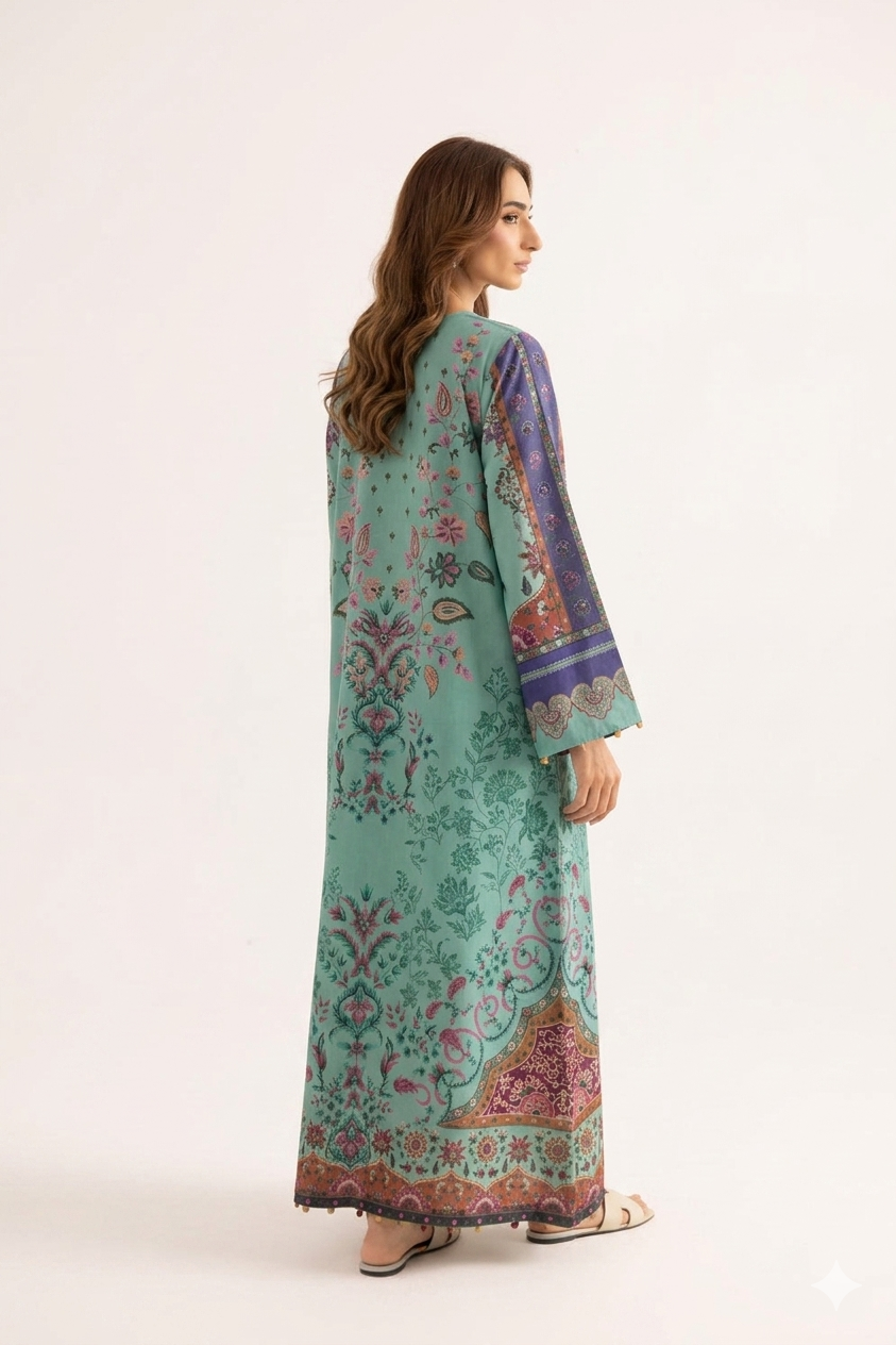 1Pcs Cambric Lawn Printed Kaftan - ZSF304