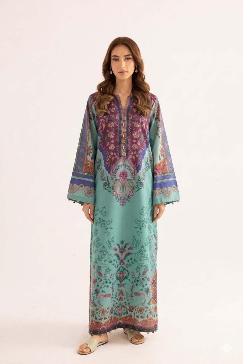 1Pcs Cambric Lawn Printed Kaftan - ZSF304