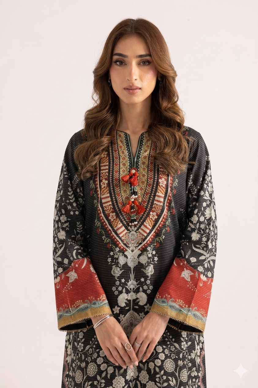 1Pcs Cambric Lawn Printed Kaftan - ZSF303