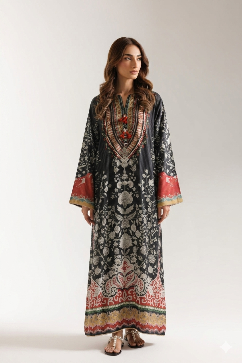 1Pcs Cambric Lawn Printed Kaftan - ZSF303