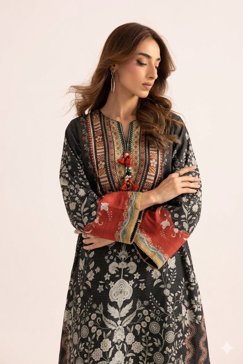1Pcs Cambric Lawn Printed Kaftan - ZSF303