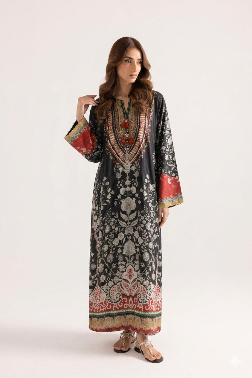 1Pcs Cambric Lawn Printed Kaftan - ZSF303