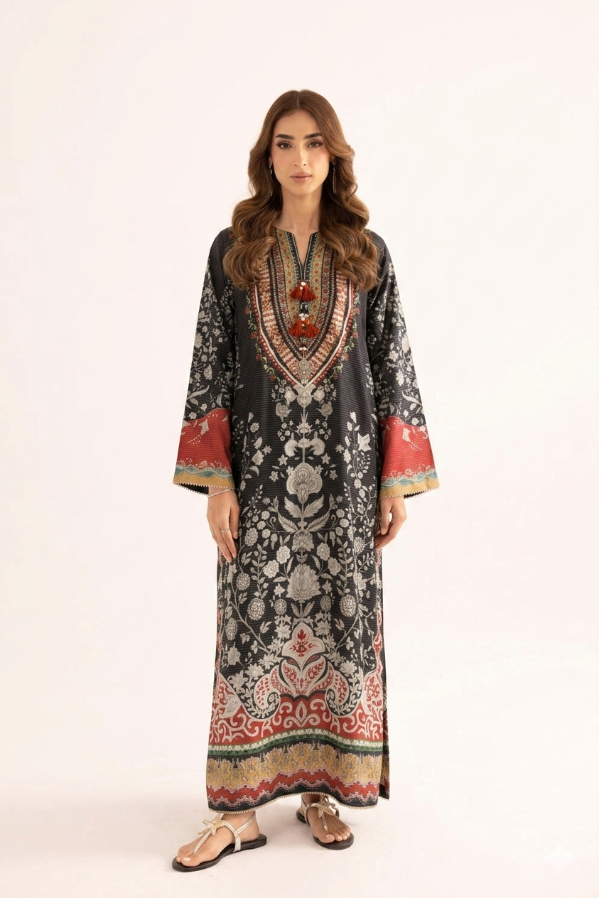 1Pcs Cambric Lawn Printed Kaftan - ZSF303