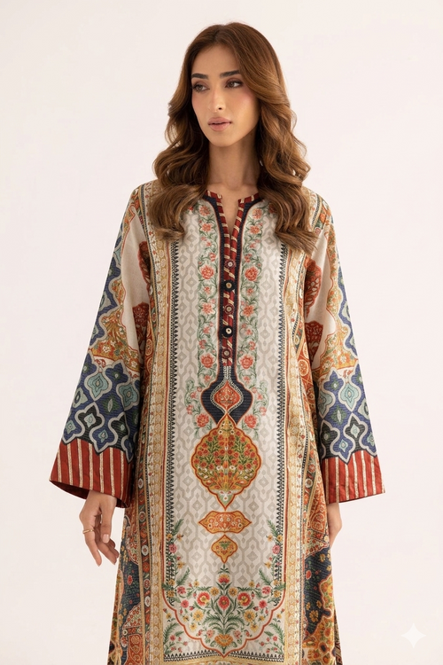 1Pcs Cambric Lawn Printed Kaftan - ZSF301