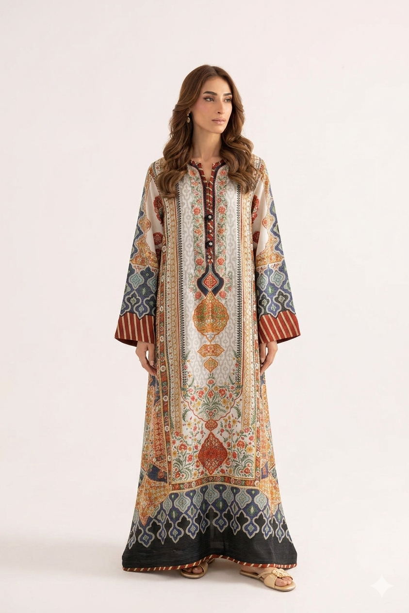 1Pcs Cambric Lawn Printed Kaftan - ZSF301