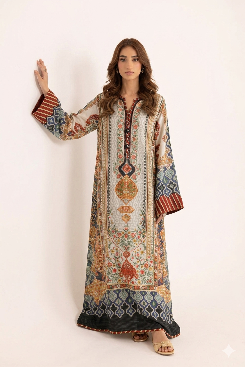 1Pcs Cambric Lawn Printed Kaftan - ZSF301
