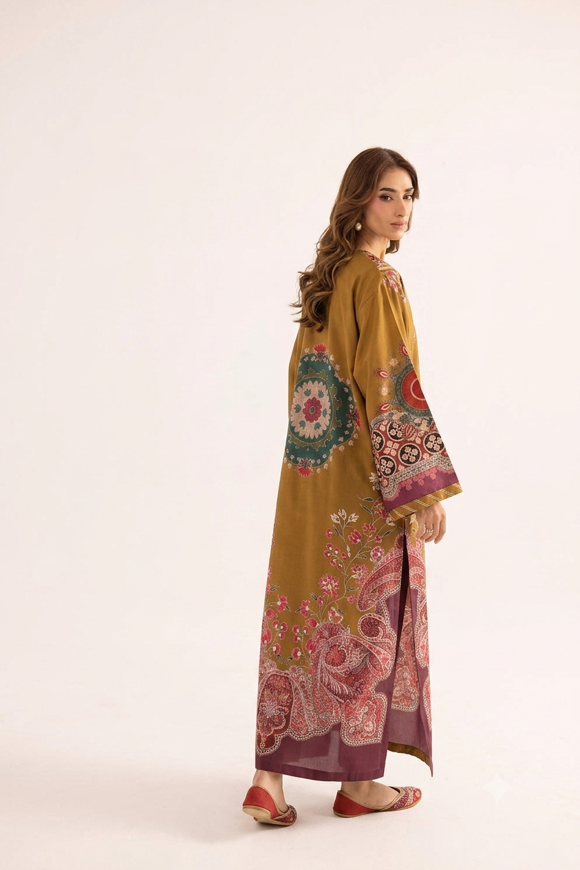 1Pcs Cambric Lawn Printed Kaftan - ZSF309