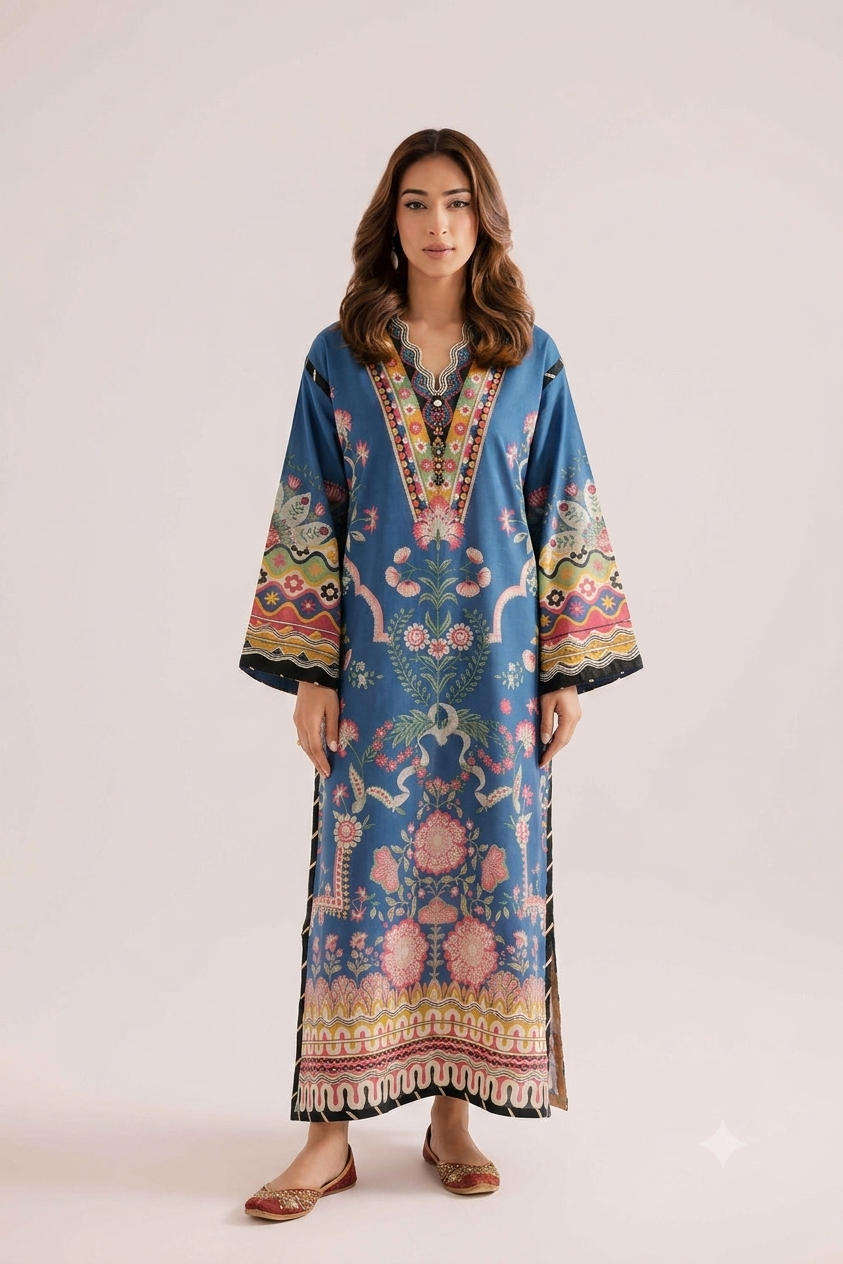 1Pcs Cambric Lawn Printed Kaftan - ZSF310