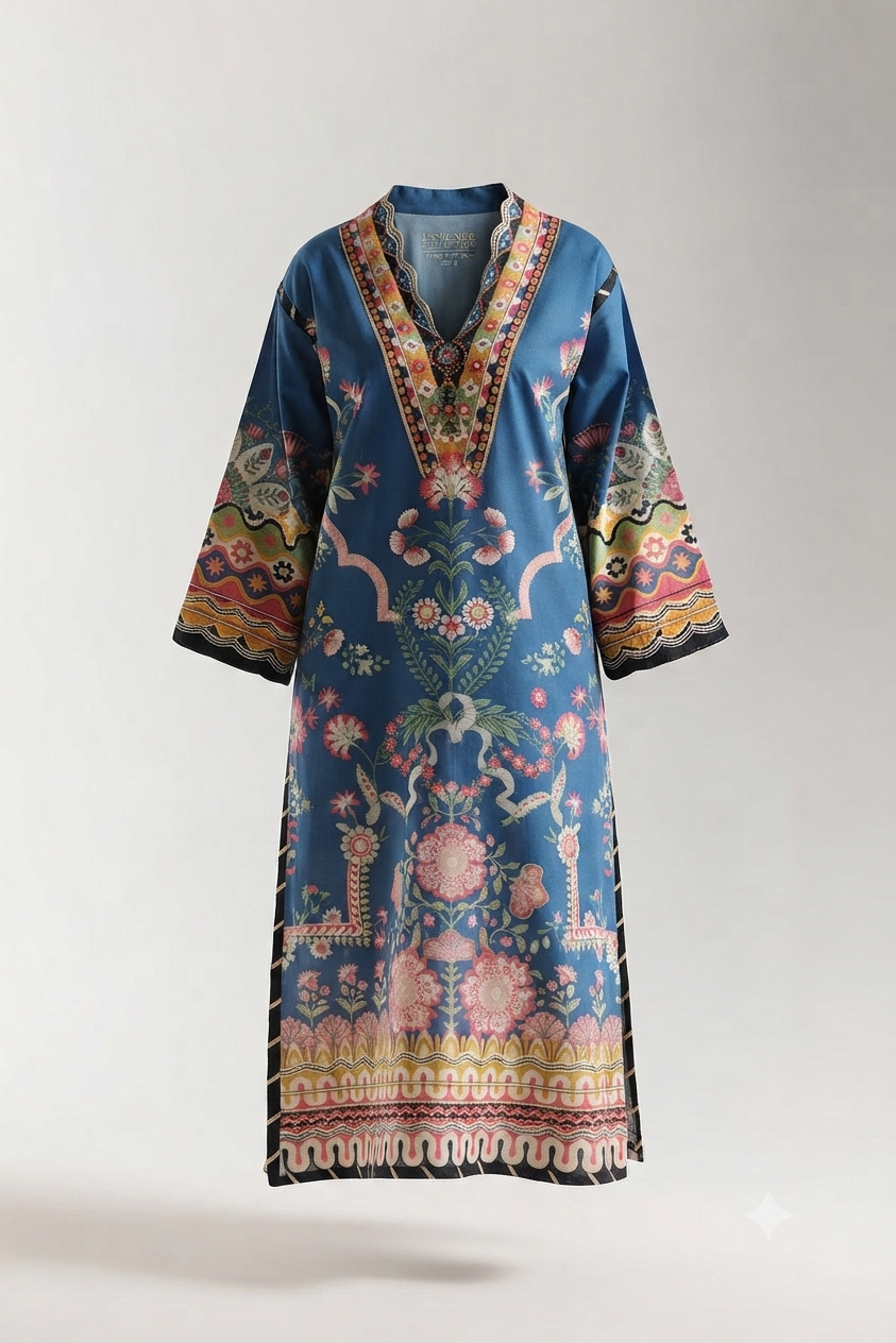 1Pcs Cambric Lawn Printed Kaftan - ZSF310