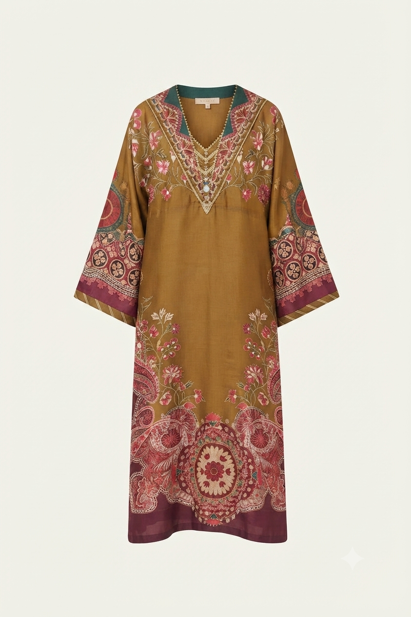 1Pcs Cambric Lawn Printed Kaftan - ZSF309