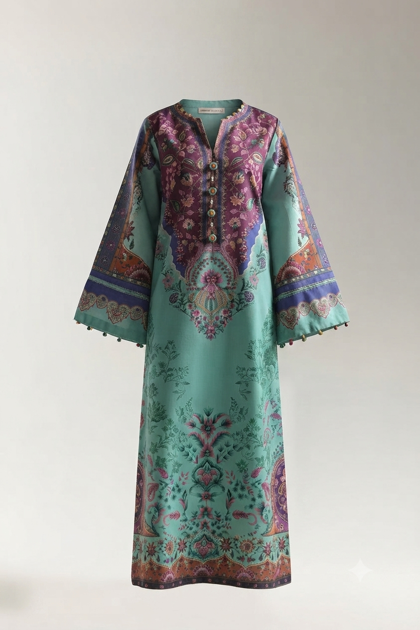 1Pcs Cambric Lawn Printed Kaftan - ZSF304