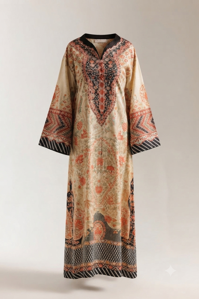 1Pcs Cambric Lawn Printed Kaftan - ZSF307