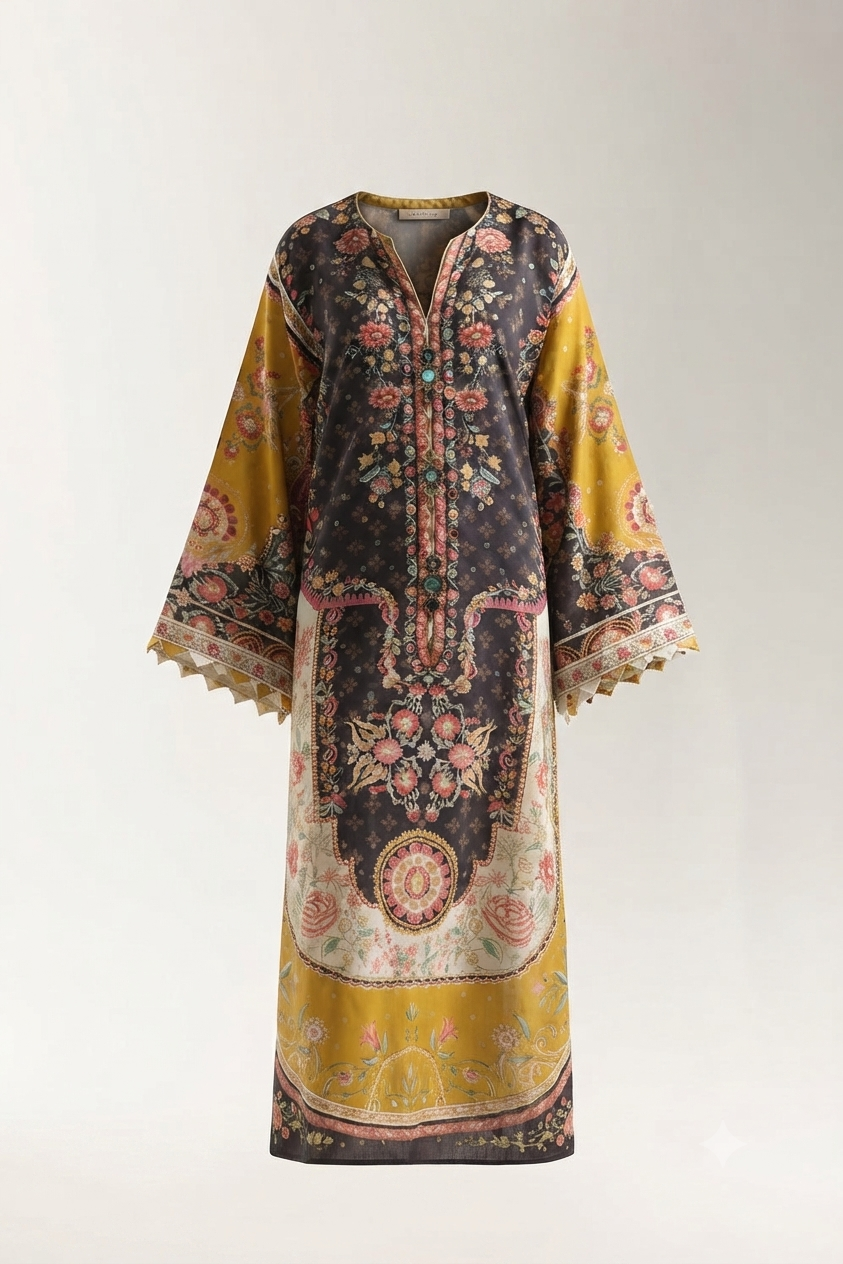 1Pcs Cambric Lawn Printed Kaftan - ZSF305