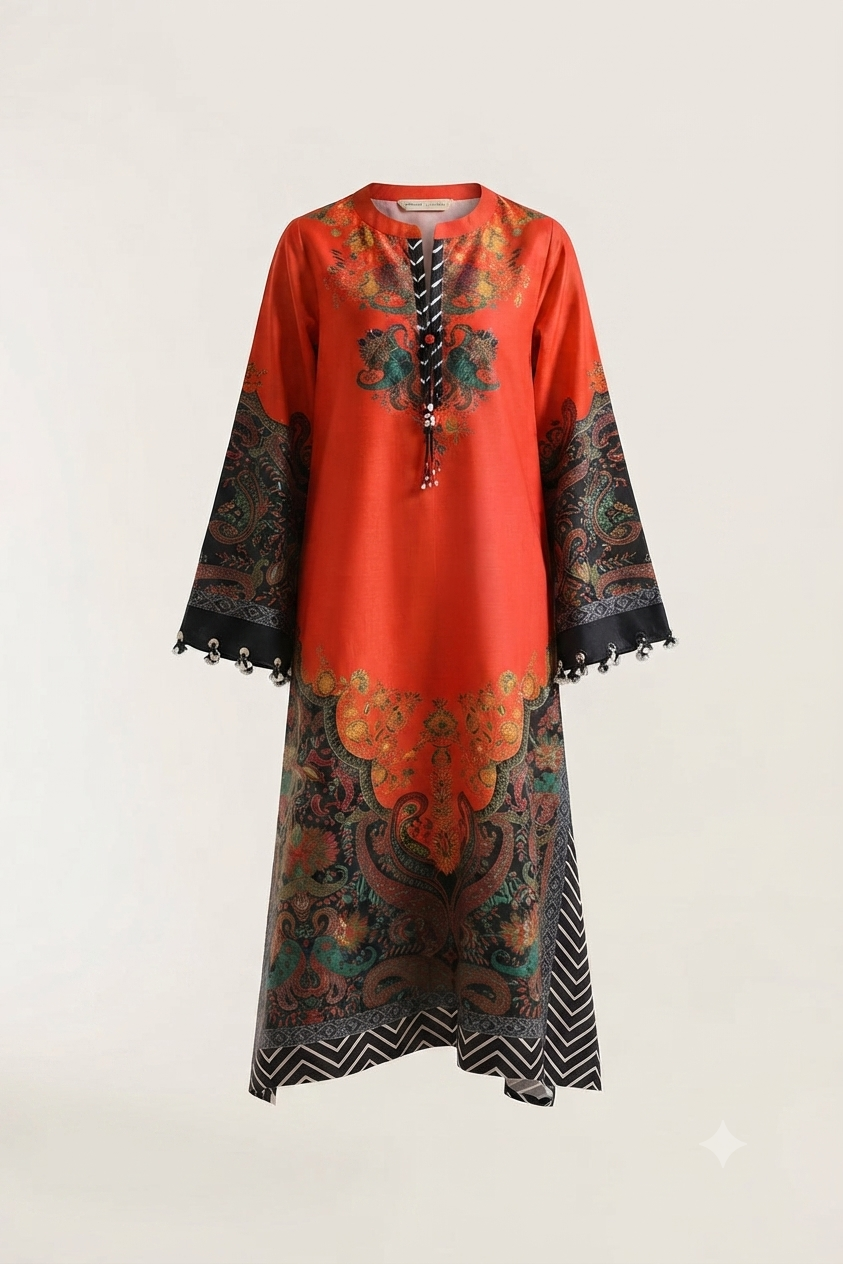 1Pcs Cambric Lawn Printed Kaftan - ZSF308