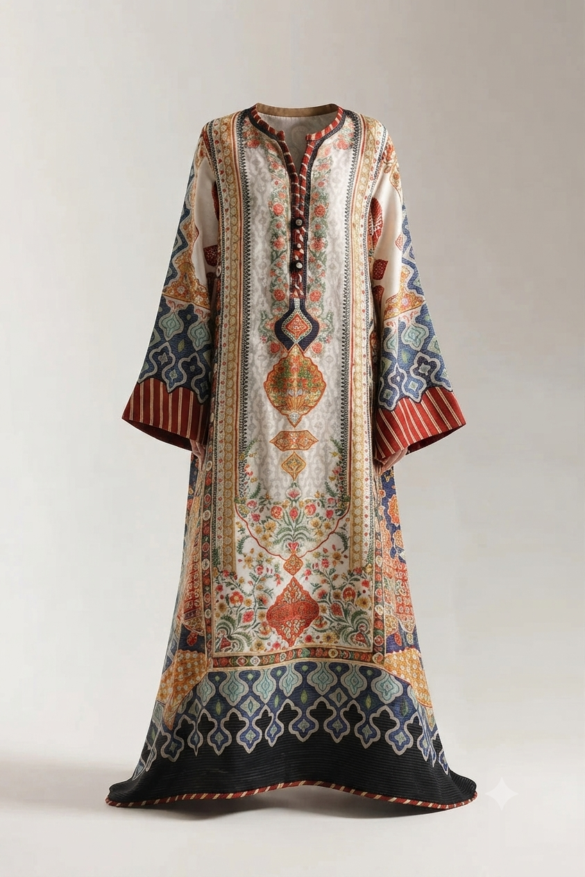 1Pcs Cambric Lawn Printed Kaftan - ZSF301