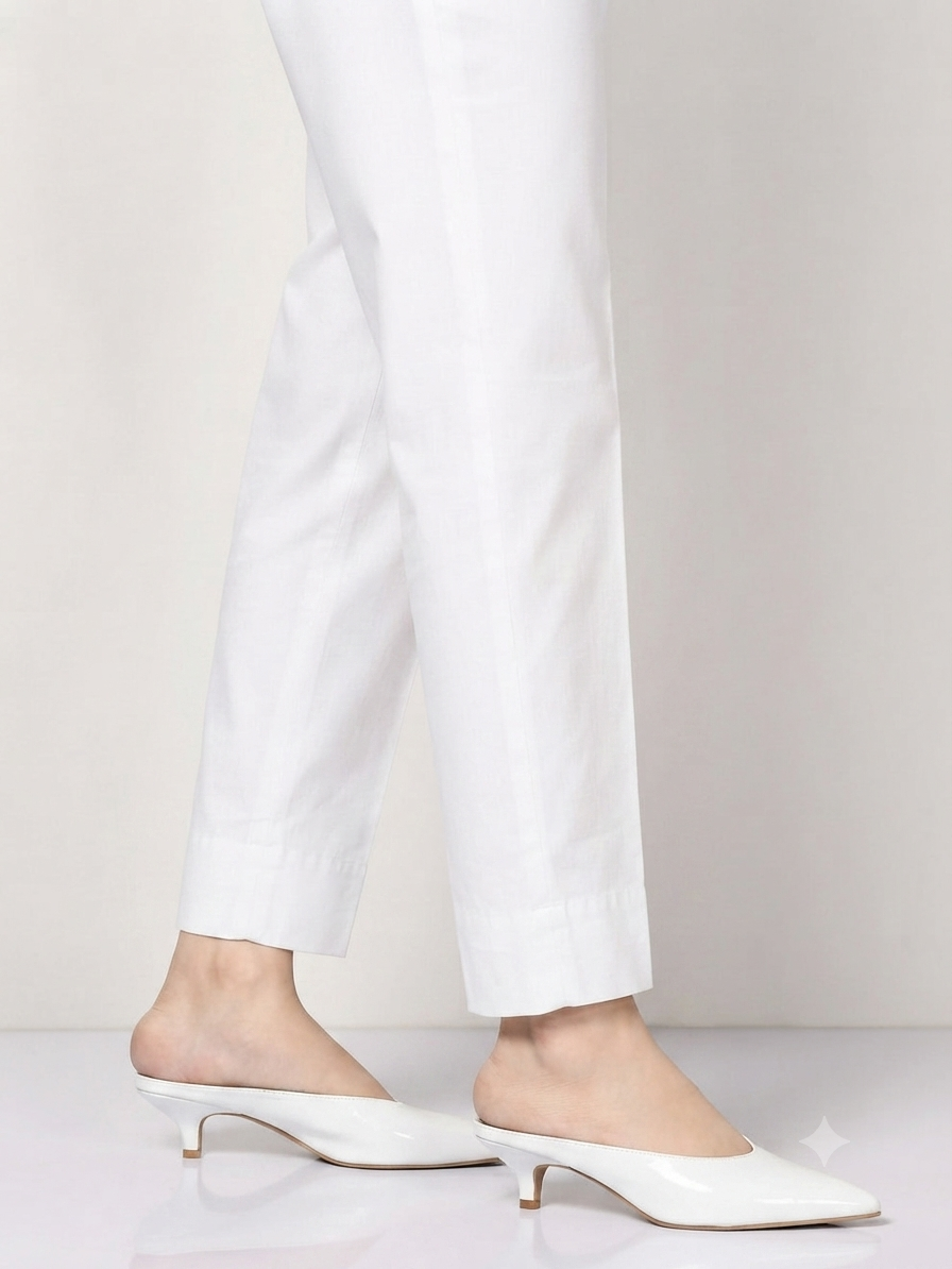 Cambric Cotton Basic White Trouser - ZST01