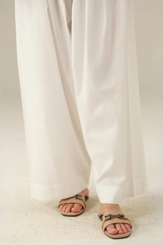 Cambric Cotton Basic White Shalwar - ZSBS05