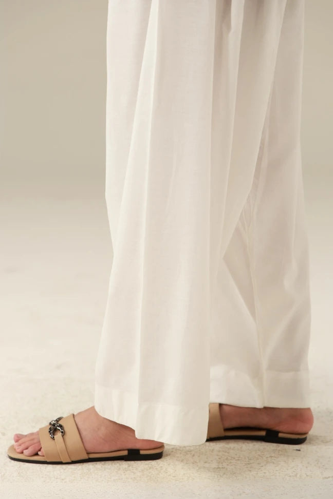 Cambric Cotton Basic White Shalwar - ZSBS05