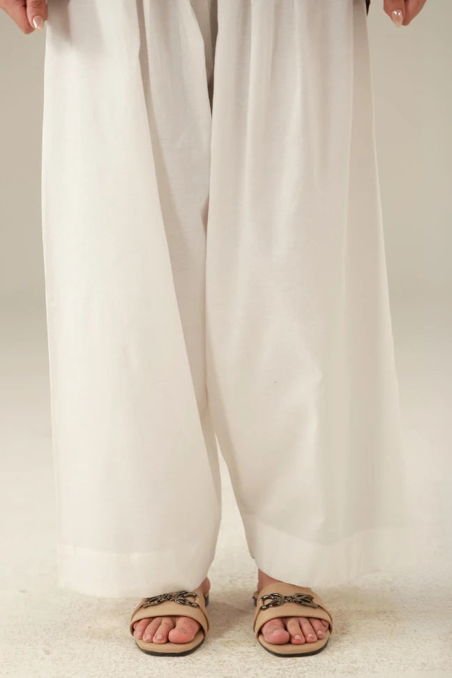 Cambric Cotton Basic White Shalwar - ZSBS05