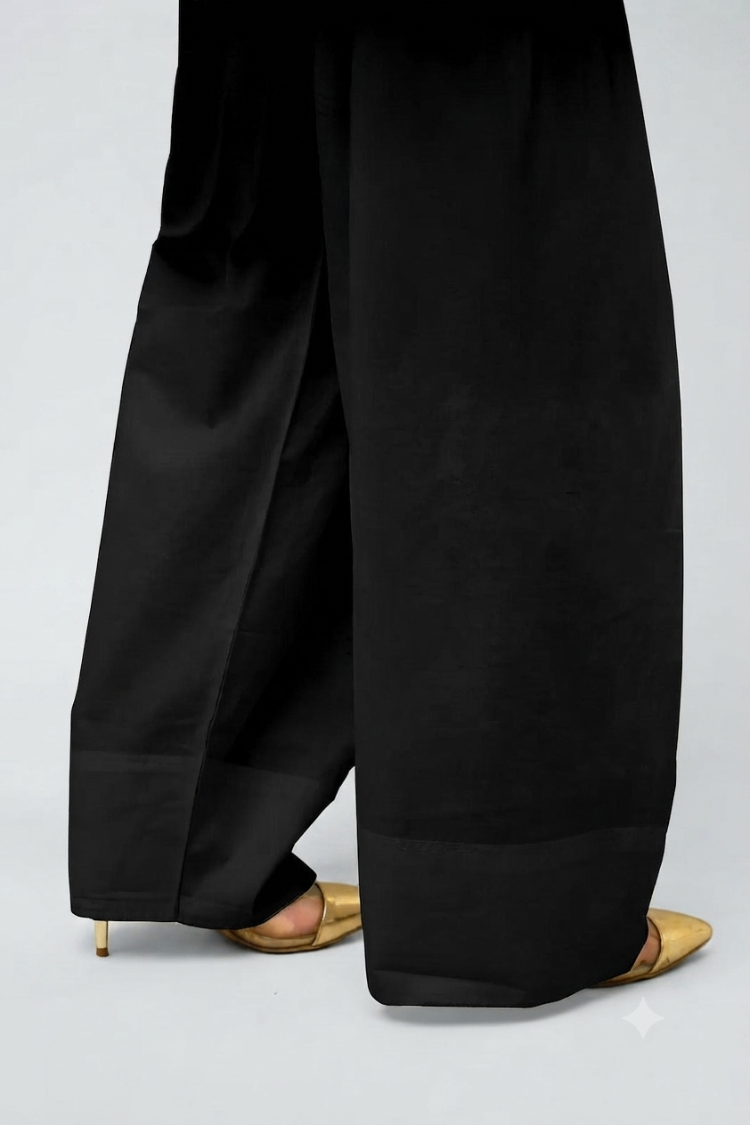 Cambric Cotton Basic Black Farshi Shalwar - ZSFS08